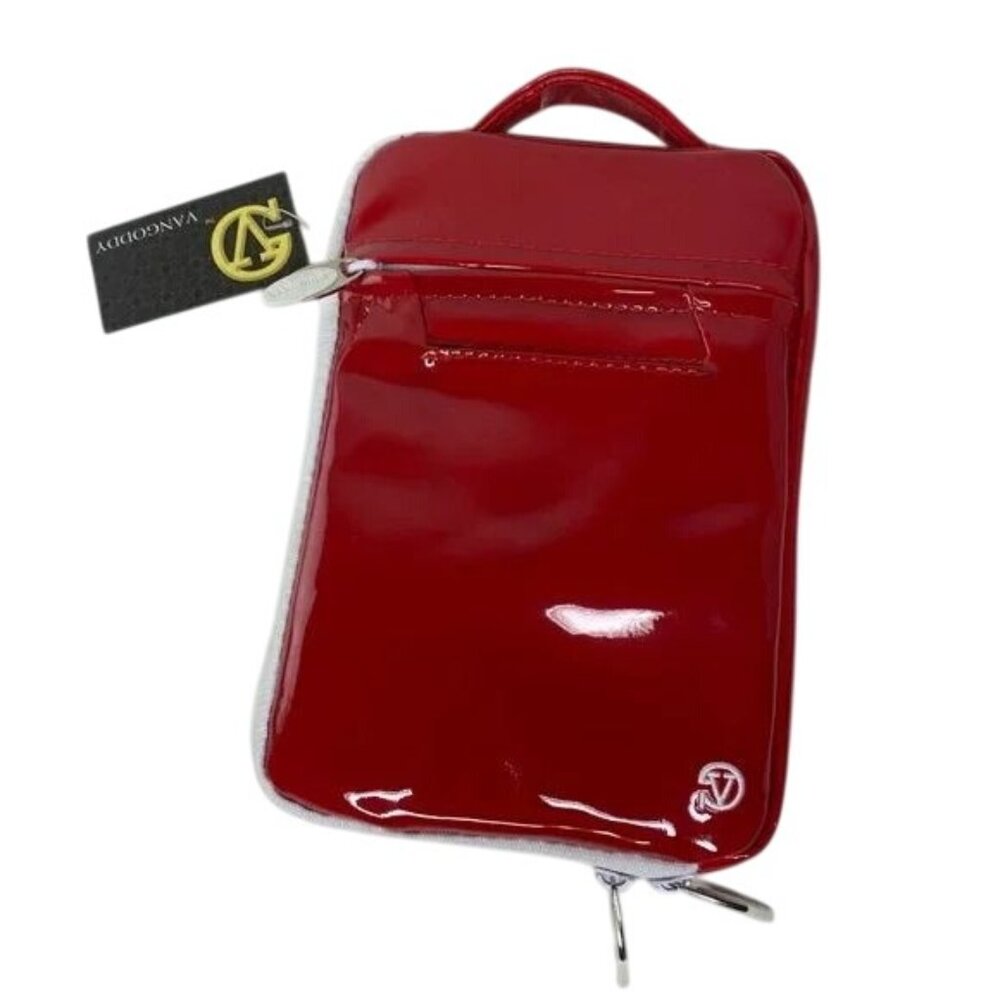 *VANGODDY Lipstick Red Patent Leather Tablet Sleeve Pouch Case Zipper Bag - NWT